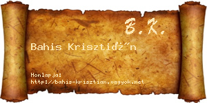 Bahis Krisztián névjegykártya